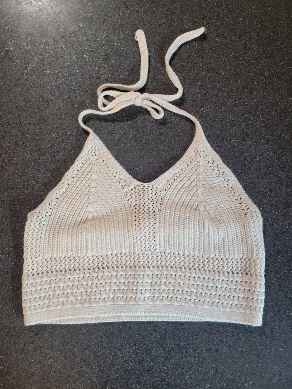 Aerie Cream Crochet Halter Crop Top Size Medium